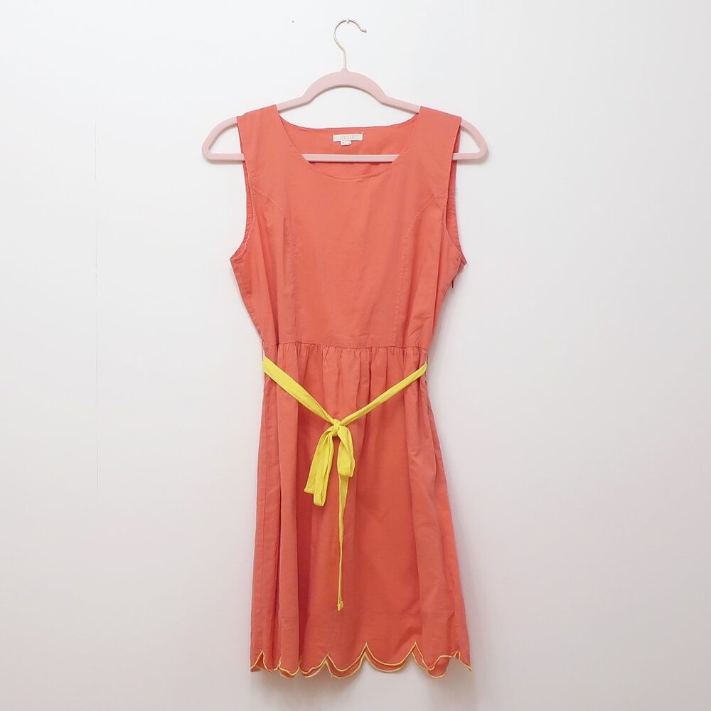 Tulle orange dress with scalloped hem and yellow trim size Medium (SMC93)